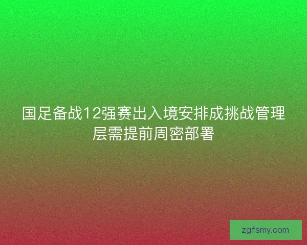 国足备战12强赛出入境安排成挑战管理层需提前周密部署